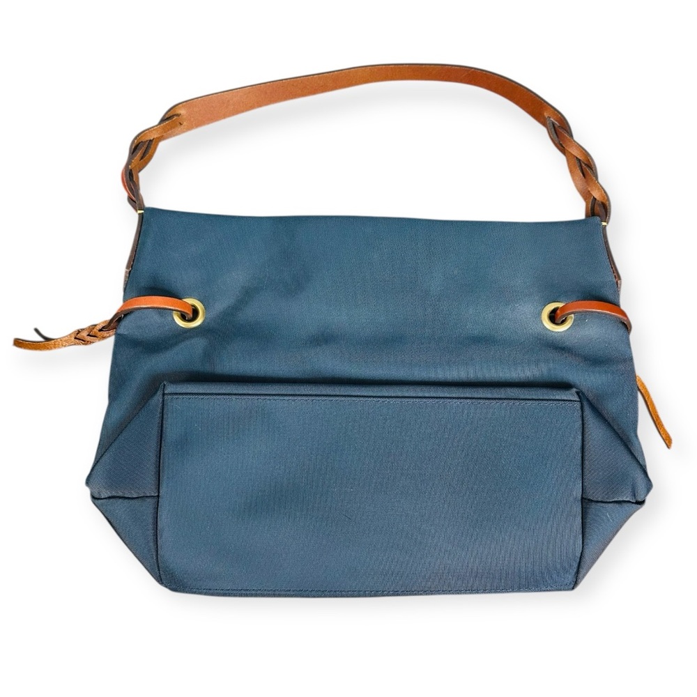 Dooney & Bourke Nylon Shopper Tote Navy Blue with Vachetta Trim NWOT - Picture 3 of 10